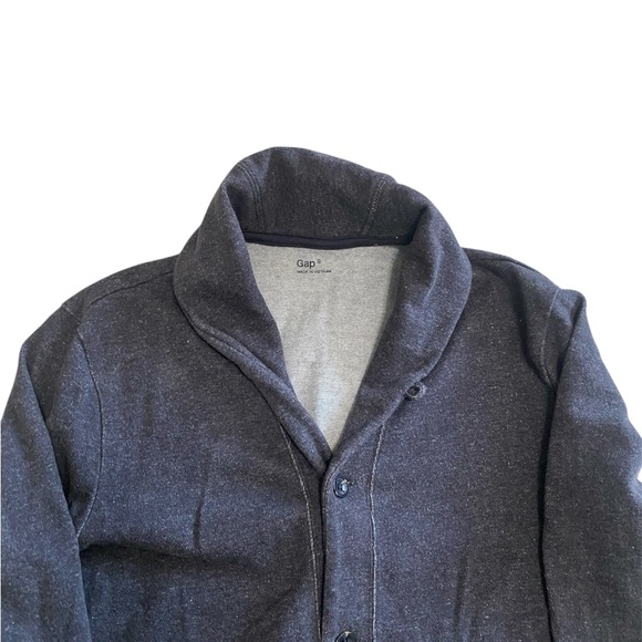 GAP Men's Shawl-Collar Cardigan V-neck Button Front Size Small Charcoal - Picture 3 of 7